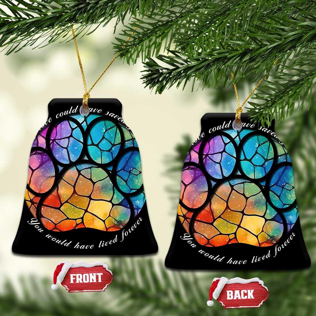 Pet Memorial Christmas Ornament Loss of Dog Cat Paw Pet Remembrance Gifts Stained Glass TS10 Bell Flake Stained Glass Print Your Wear