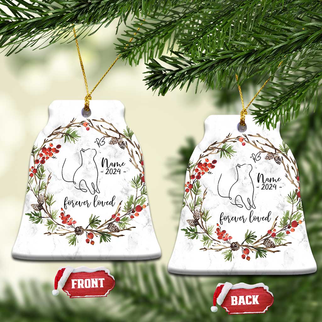Personalized Cat Memorial Christmas Ornament Custom Name Kitty Loss Pet Sympathy Gift TS10 Bell Flake White Print Your Wear