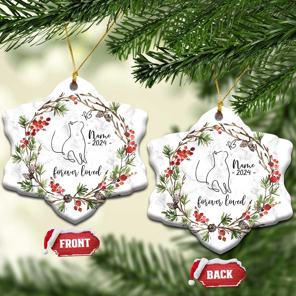 Personalized Cat Memorial Christmas Ornament Custom Name Kitty Loss Pet Sympathy Gift TS10 Snow Flake White Print Your Wear