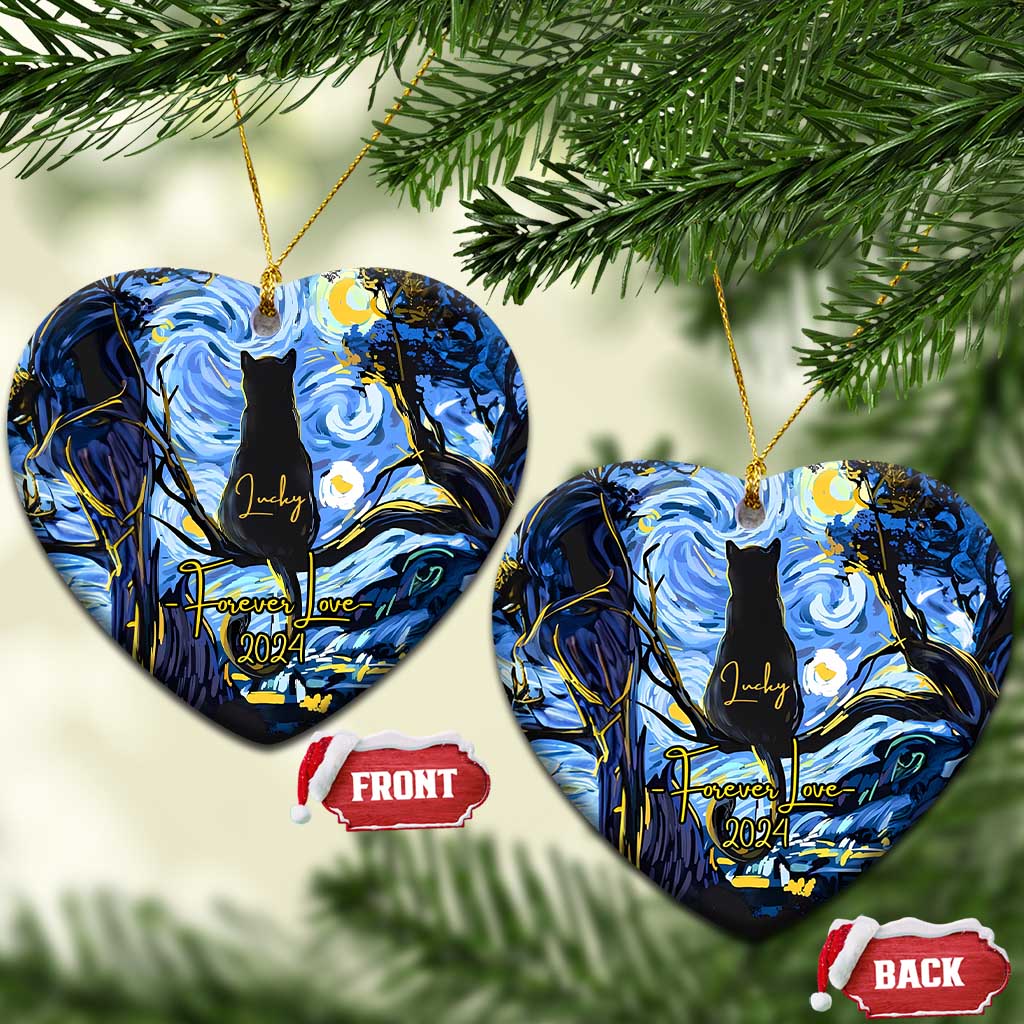 Personalized Forever Loved Cat Christmas Ornament Custom Name Pet Memorial Gift TS10 Heart Starry Night Print Your Wear