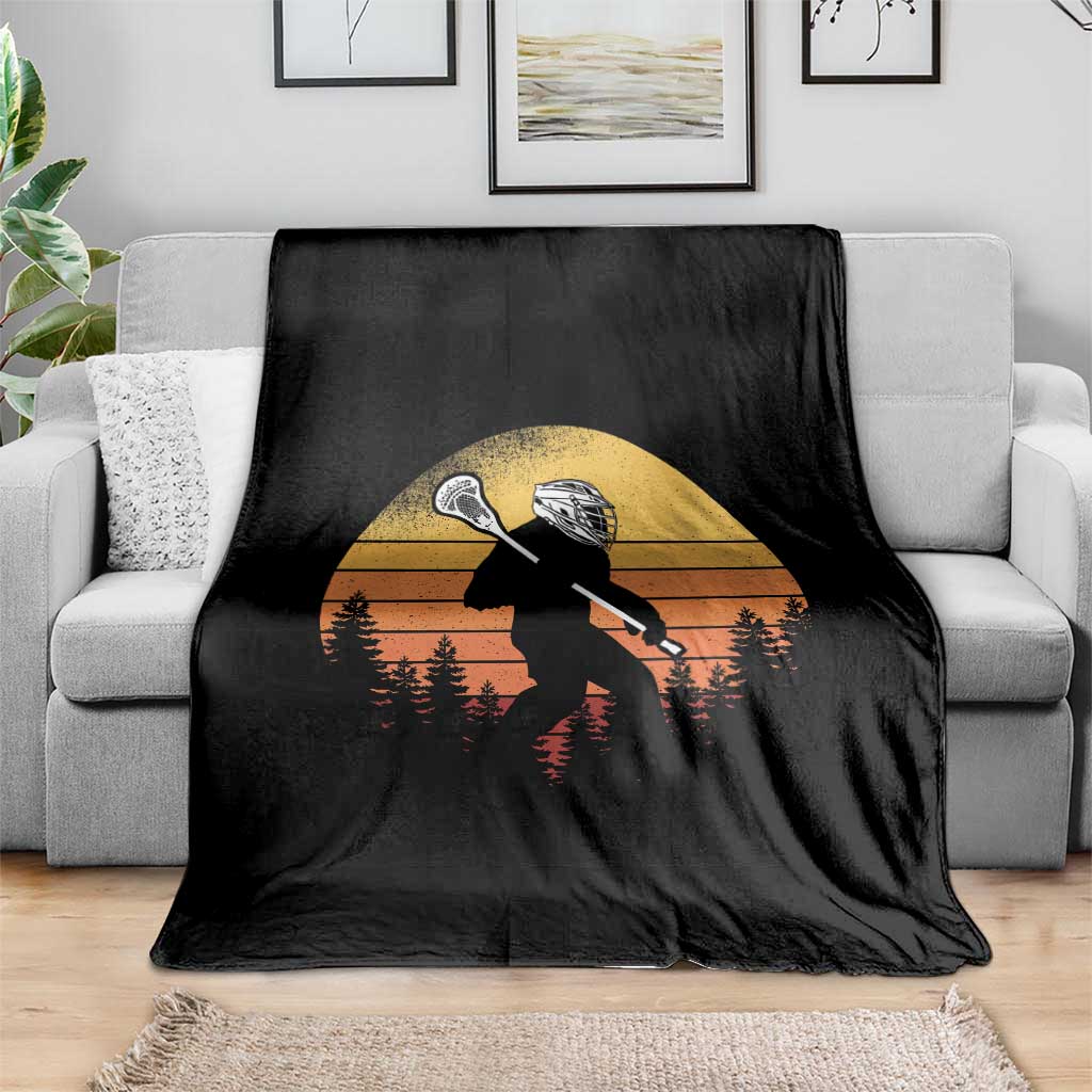 Funny Lax Bigfoot Throw Blanket Retro Vintage Sasquatch Lacrosse TS10 Print Your Wear