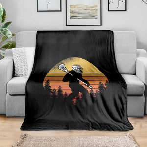 Funny Lax Bigfoot Throw Blanket Retro Vintage Sasquatch Lacrosse TS10 Print Your Wear