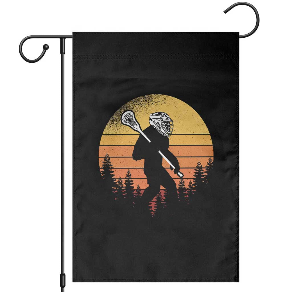Funny Lax Bigfoot Garden Flag Retro Vintage Sasquatch Lacrosse - Print Your Wear