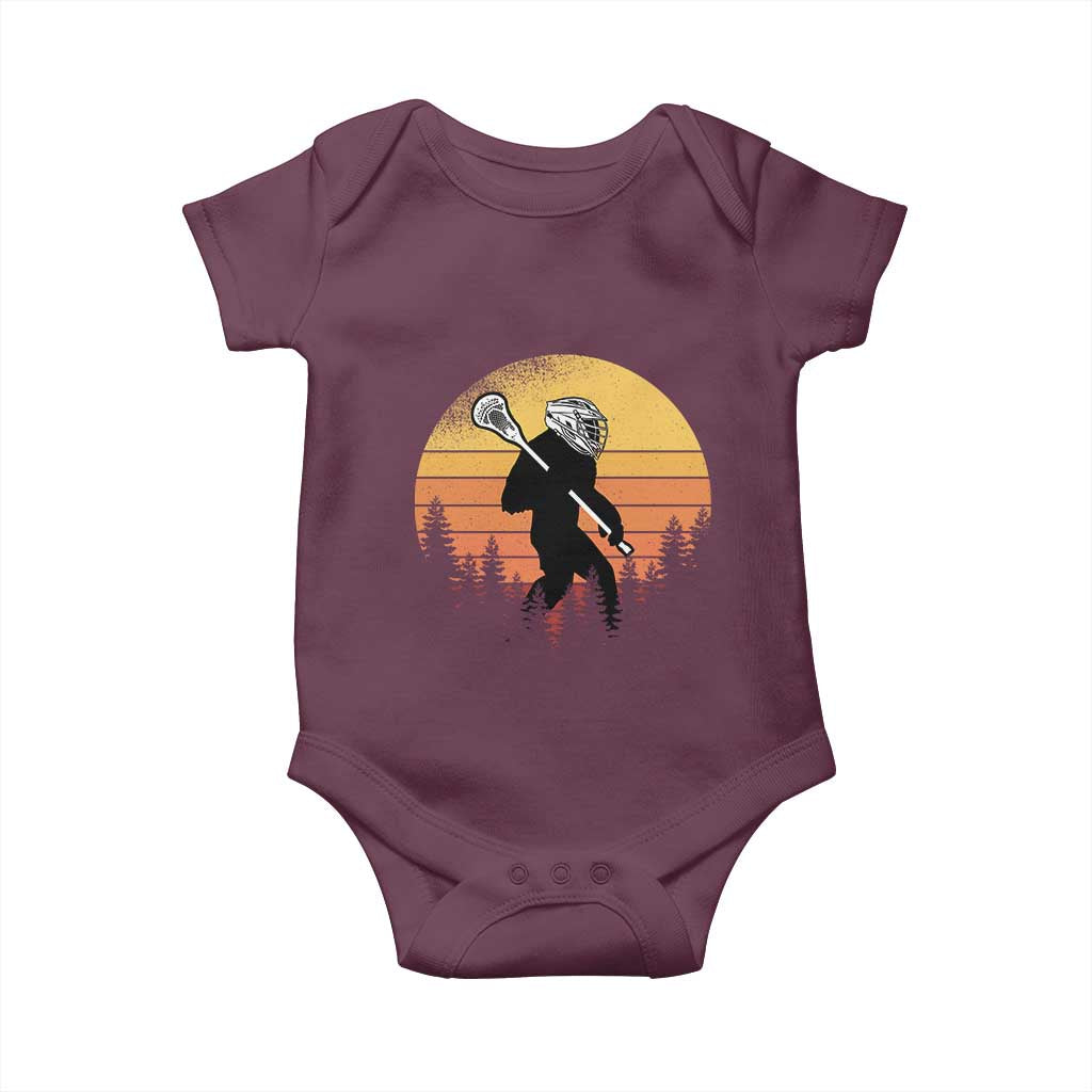 Funny Lax Bigfoot Baby Onesie Retro Vintage Sasquatch Lacrosse TS10 Maroon Print Your Wear