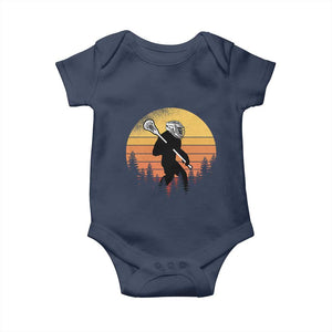 Funny Lax Bigfoot Baby Onesie Retro Vintage Sasquatch Lacrosse TS10 Navy Print Your Wear