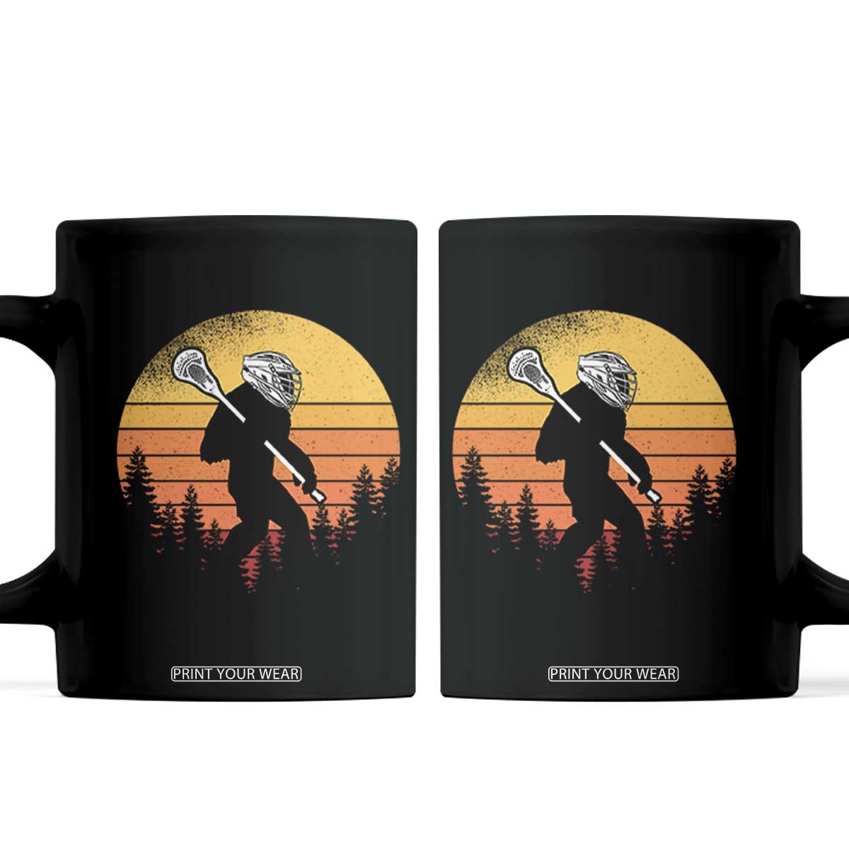 Funny Lax Bigfoot Coffee Mug Retro Vintage Sasquatch Lacrosse TS10 Black Print Your Wear