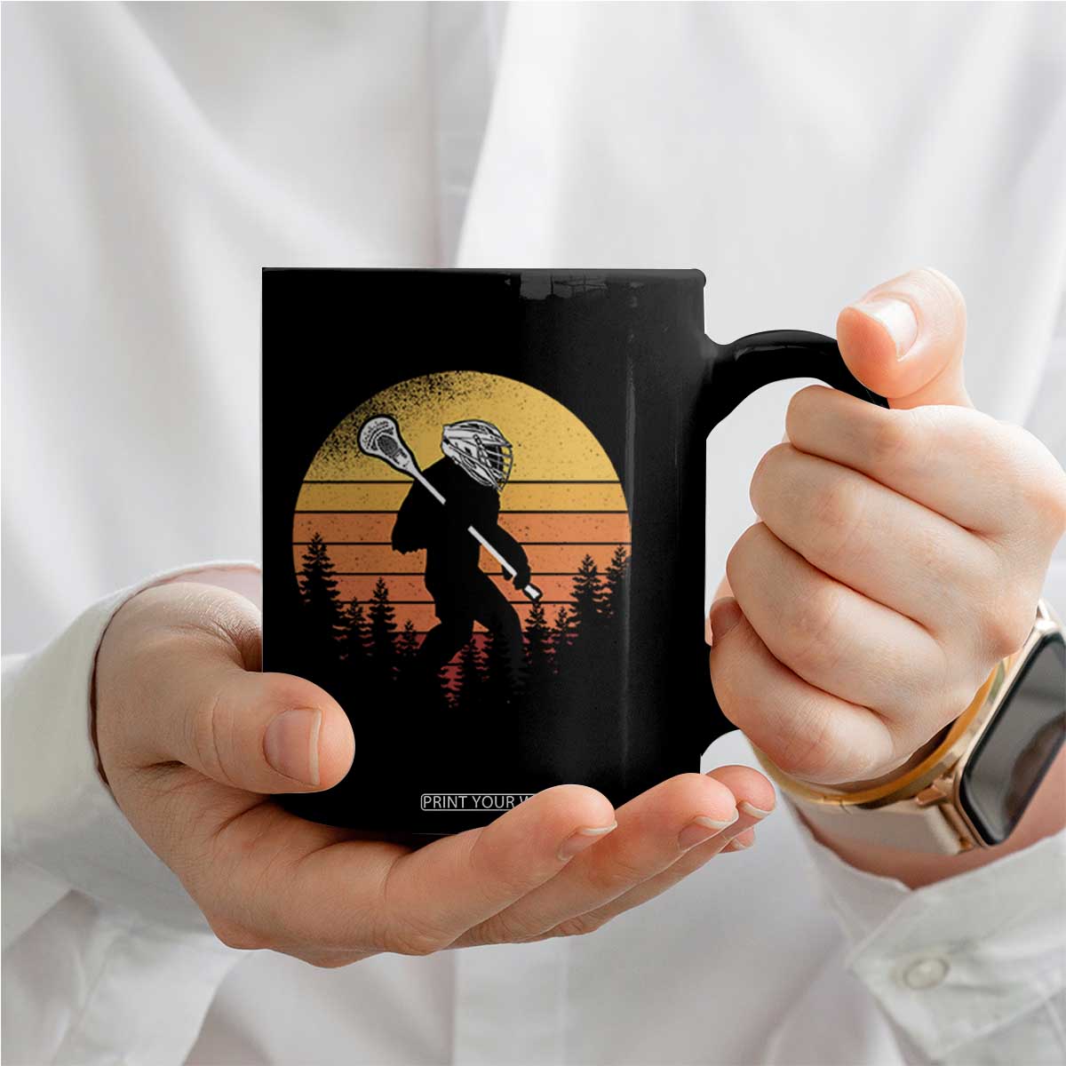Funny Lax Bigfoot Coffee Mug Retro Vintage Sasquatch Lacrosse TS10 Print Your Wear