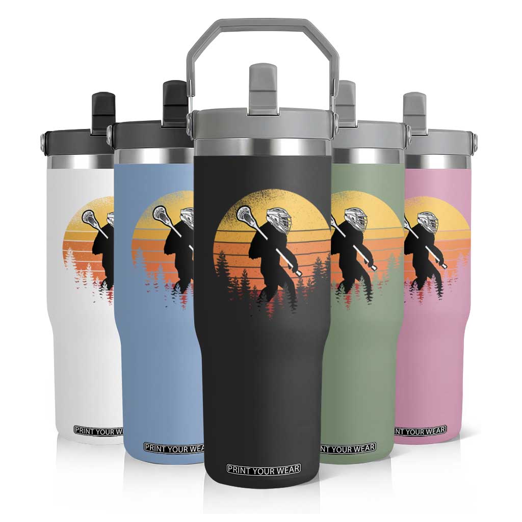 Funny Lax Bigfoot Flip Straw Tumbler Retro Vintage Sasquatch Lacrosse TS10 Print Your Wear