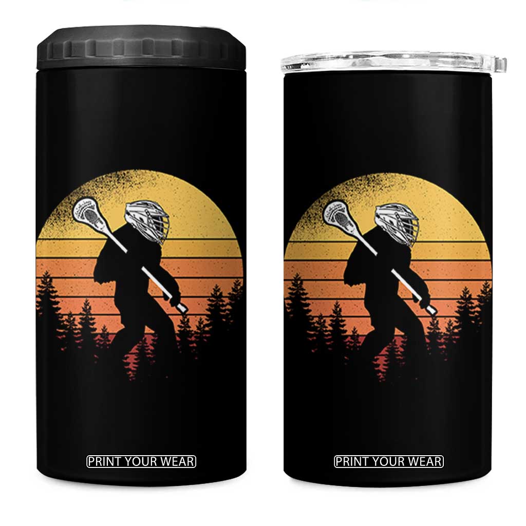 Funny Lax Bigfoot 4 in 1 Can Cooler Tumbler Retro Vintage Sasquatch Lacrosse - Print Your Wear
