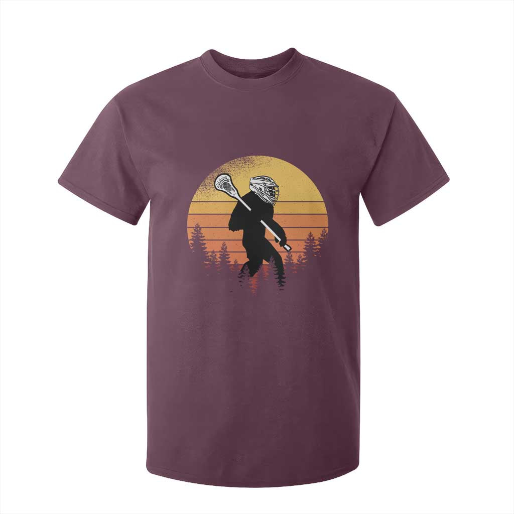 Funny Lax Bigfoot T Shirt For Kid Retro Vintage Sasquatch Lacrosse TS10 Maroon Print Your Wear