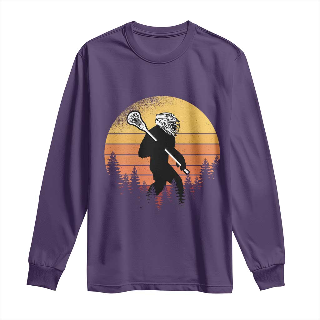 Funny Lax Bigfoot Long Sleeve Shirt Retro Vintage Sasquatch Lacrosse TS10 Purple Print Your Wear