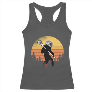 Funny Lax Bigfoot Racerback Tank Top Retro Vintage Sasquatch Lacrosse TS10 Dark Heather Print Your Wear