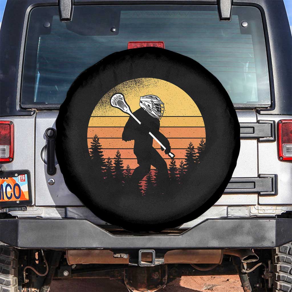 Funny Lax Bigfoot Spare Tire Cover Retro Vintage Sasquatch Lacrosse TS10 No hole Black Print Your Wear