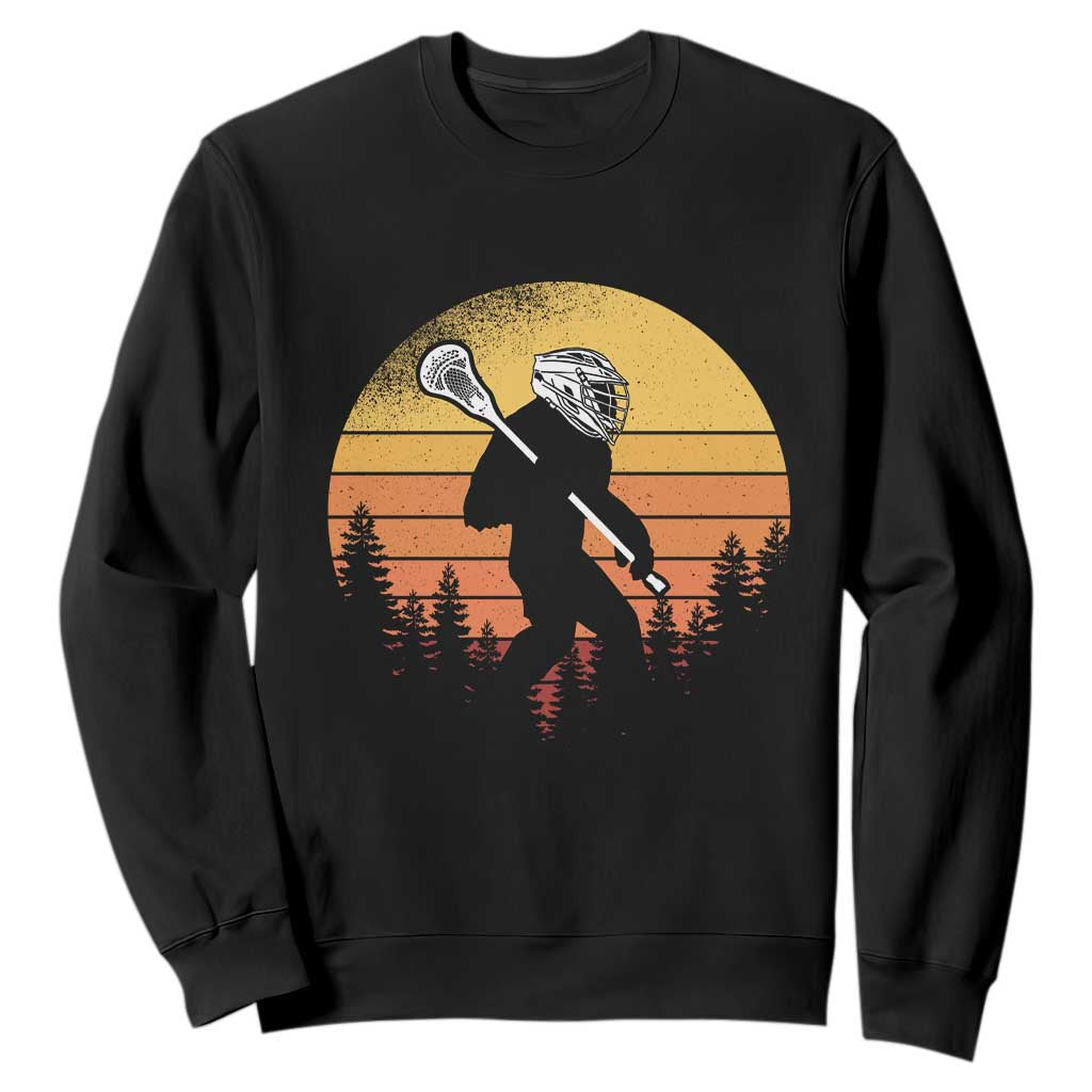Funny Lax Bigfoot Sweatshirt Retro Vintage Sasquatch Lacrosse TS10 Black Print Your Wear