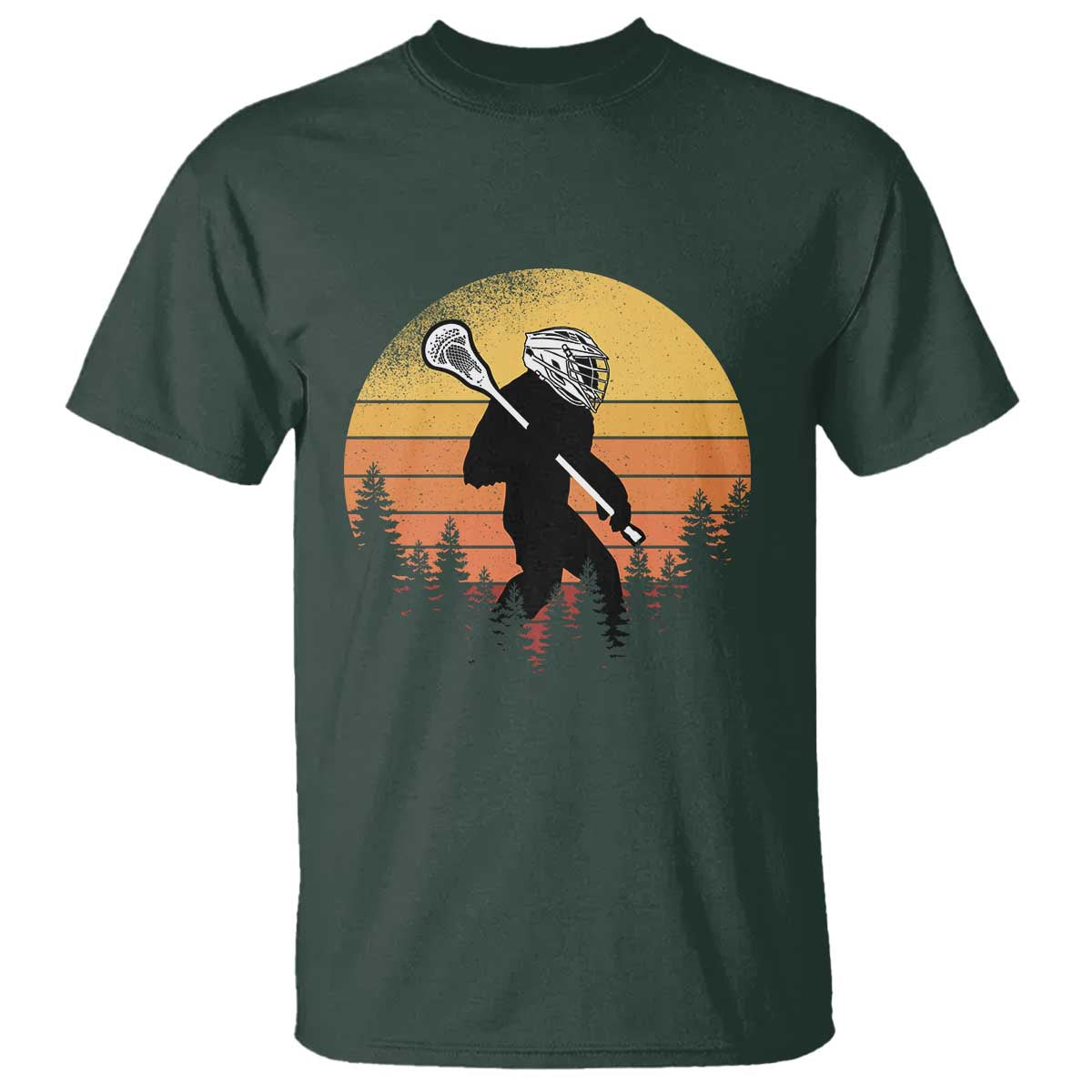 Funny Lax Bigfoot T Shirt Retro Vintage Sasquatch Lacrosse TS10 Dark Forest Green Print Your Wear