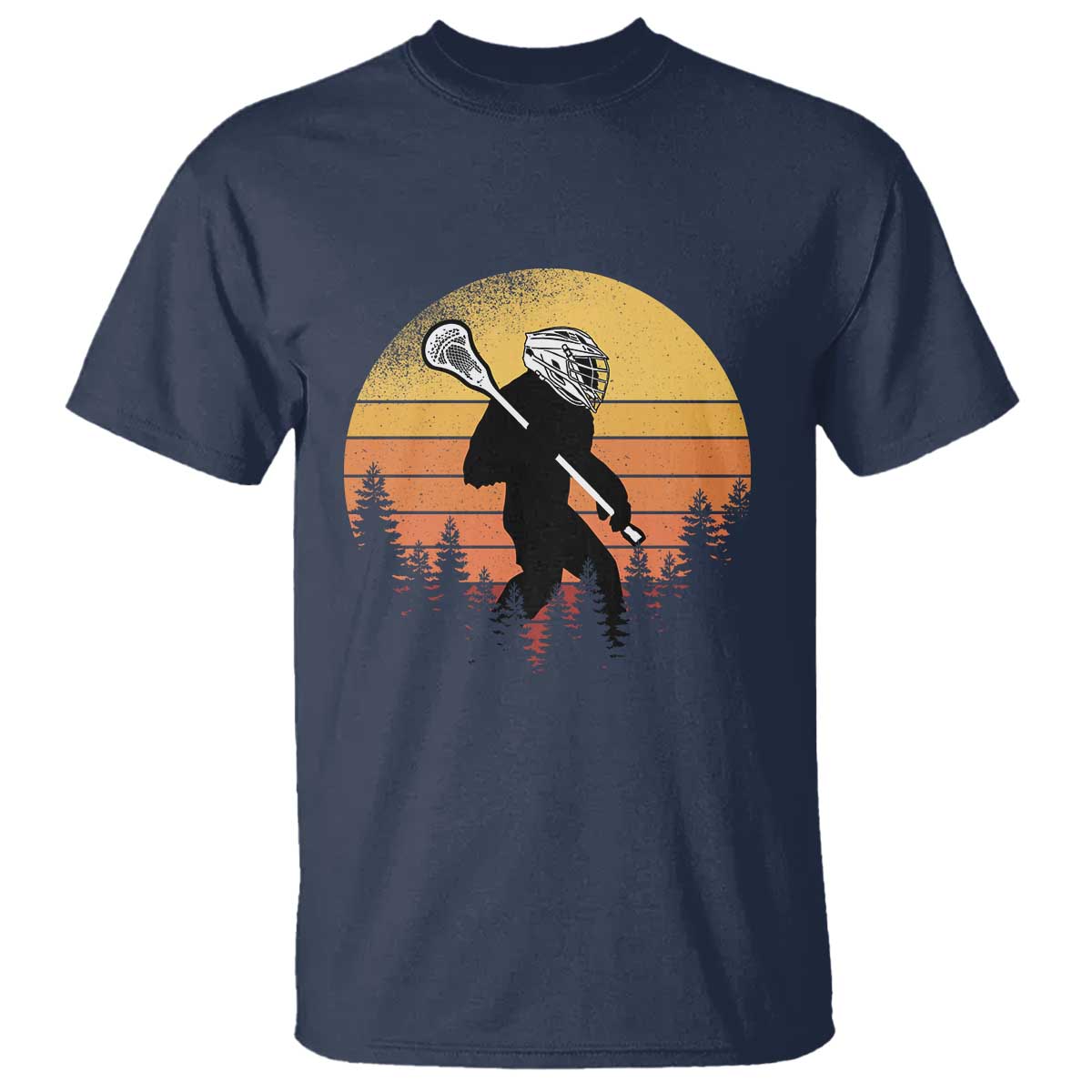 Funny Lax Bigfoot T Shirt Retro Vintage Sasquatch Lacrosse TS10 Navy Print Your Wear