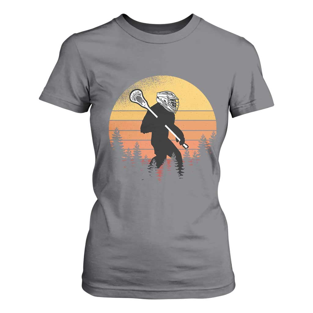 Funny Lax Bigfoot T Shirt For Women Retro Vintage Sasquatch Lacrosse TS10 Charcoal Print Your Wear
