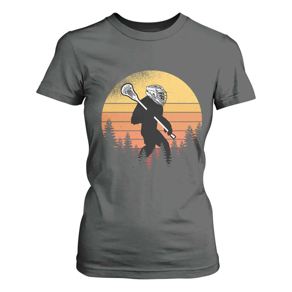 Funny Lax Bigfoot T Shirt For Women Retro Vintage Sasquatch Lacrosse TS10 Dark Heather Print Your Wear