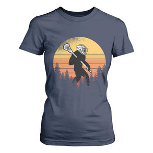 Funny Lax Bigfoot T Shirt For Women Retro Vintage Sasquatch Lacrosse TS10 Navy Print Your Wear