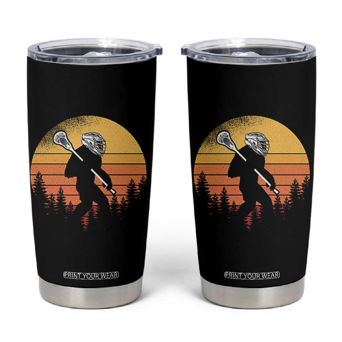 Funny Lax Bigfoot Tumbler Cup Retro Vintage Sasquatch Lacrosse - Print Your Wear