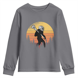 Funny Lax Bigfoot Youth Sweatshirt Retro Vintage Sasquatch Lacrosse TS10 Charcoal Print Your Wear