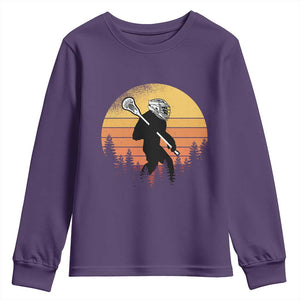 Funny Lax Bigfoot Youth Sweatshirt Retro Vintage Sasquatch Lacrosse TS10 Purple Print Your Wear