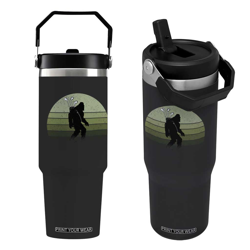 Bigfoot Golfer Flip Straw Tumbler Funny Sasquatch Golfing Golf Balls TS10 One Size: 30 oz Black Print Your Wear