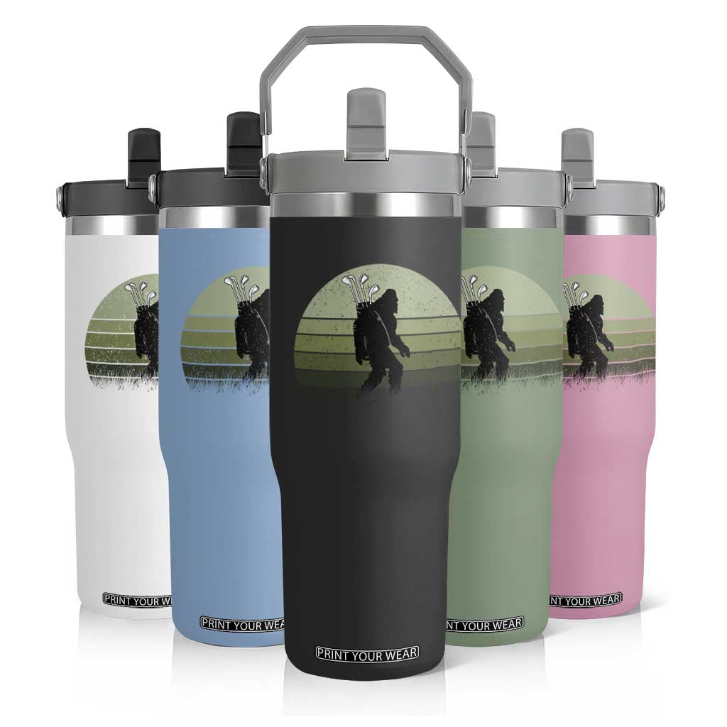 Bigfoot Golfer Flip Straw Tumbler Funny Sasquatch Golfing Golf Balls TS10 Print Your Wear
