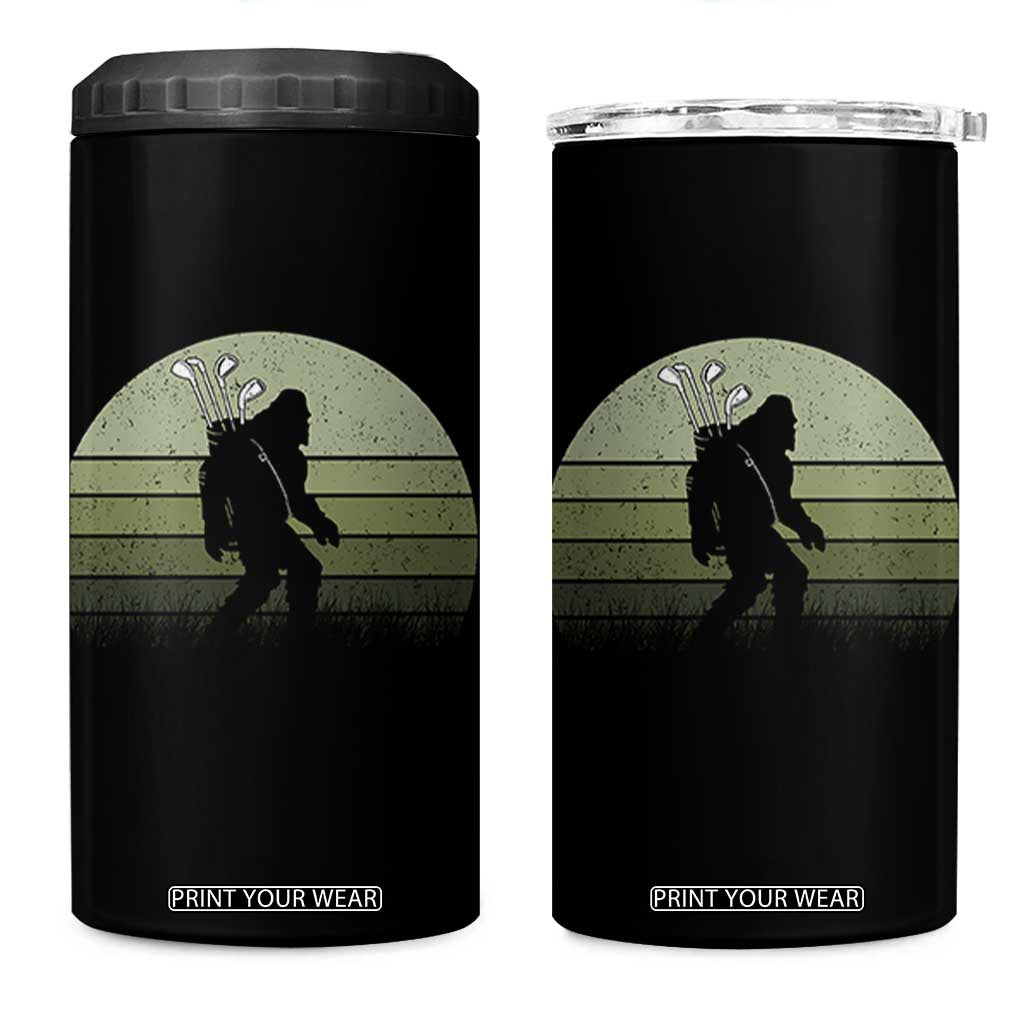 Bigfoot Golfer 4 in 1 Can Cooler Tumbler Funny Sasquatch Golfing Golf Balls TS10 One Size: 16 oz Black Print Your Wear