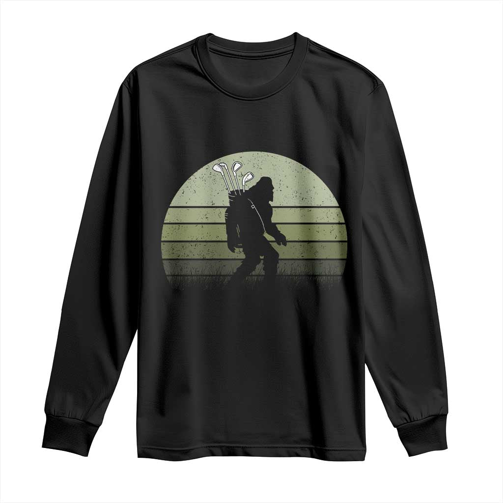 Bigfoot Golfer Long Sleeve Shirt Funny Sasquatch Golfing Golf Balls TS10 Black Print Your Wear