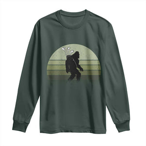 Bigfoot Golfer Long Sleeve Shirt Funny Sasquatch Golfing Golf Balls TS10 Dark Forest Green Print Your Wear