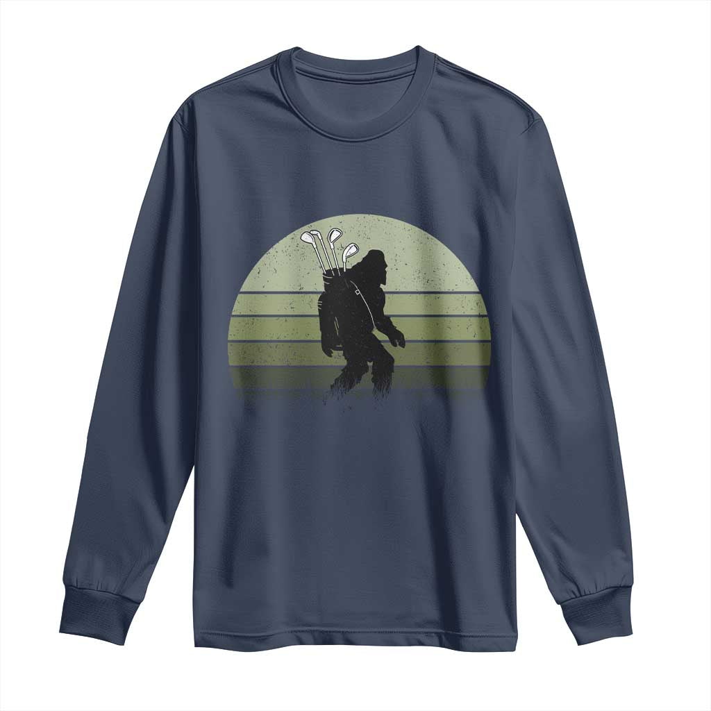 Bigfoot Golfer Long Sleeve Shirt Funny Sasquatch Golfing Golf Balls TS10 Navy Print Your Wear