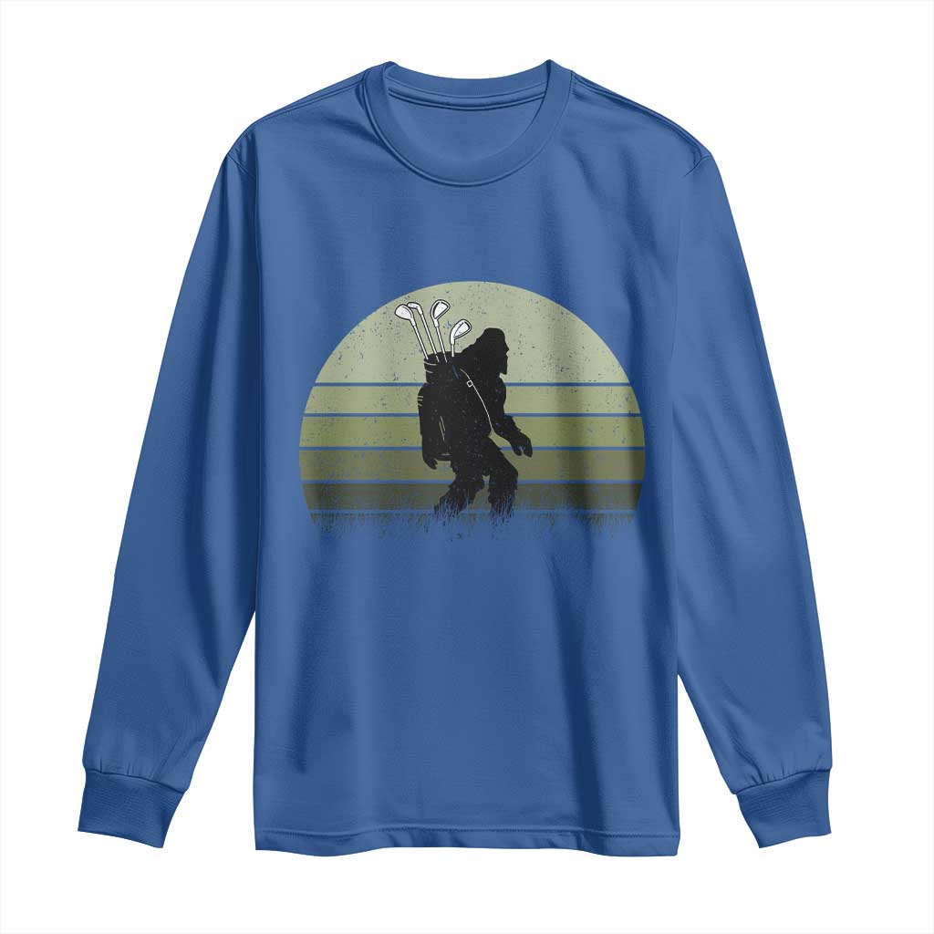 Bigfoot Golfer Long Sleeve Shirt Funny Sasquatch Golfing Golf Balls TS10 Royal Blue Print Your Wear