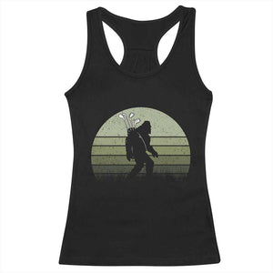 Bigfoot Golfer Racerback Tank Top Funny Sasquatch Golfing Golf Balls - Print Your Wear