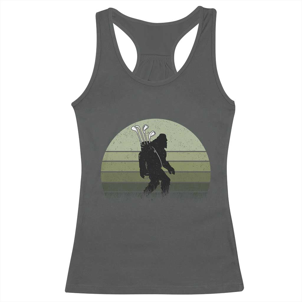 Bigfoot Golfer Racerback Tank Top Funny Sasquatch Golfing Golf Balls - Print Your Wear