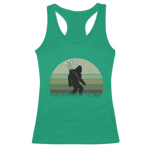 Bigfoot Golfer Racerback Tank Top Funny Sasquatch Golfing Golf Balls - Print Your Wear