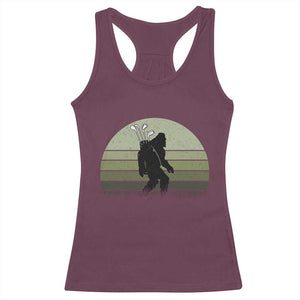 Bigfoot Golfer Racerback Tank Top Funny Sasquatch Golfing Golf Balls - Print Your Wear