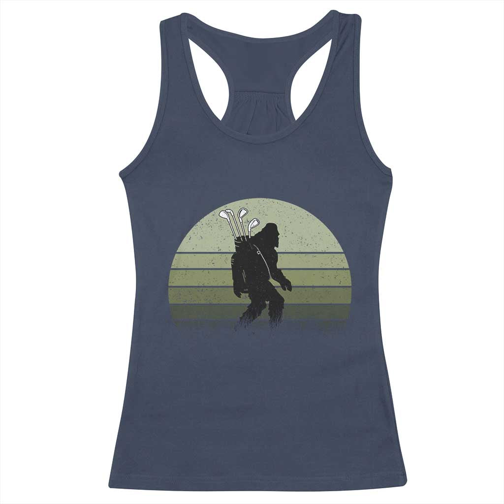 Bigfoot Golfer Racerback Tank Top Funny Sasquatch Golfing Golf Balls - Print Your Wear