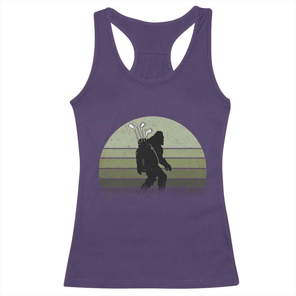 Bigfoot Golfer Racerback Tank Top Funny Sasquatch Golfing Golf Balls TS10 Purple Print Your Wear