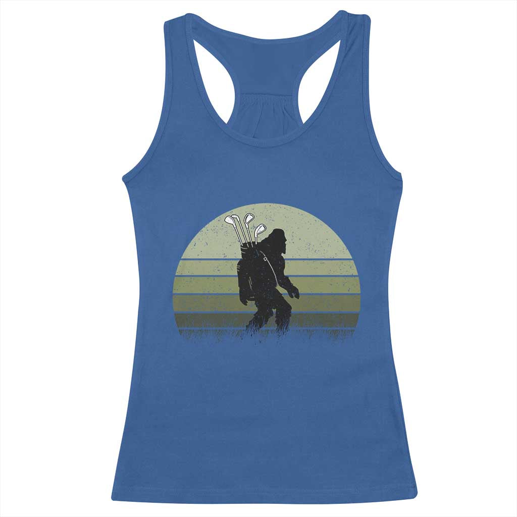Bigfoot Golfer Racerback Tank Top Funny Sasquatch Golfing Golf Balls - Print Your Wear