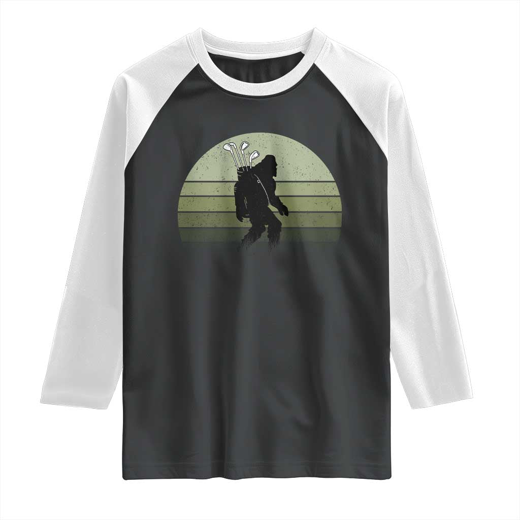 Bigfoot Golfer Raglan Shirt Funny Sasquatch Golfing Golf Balls TS10 Black White Print Your Wear