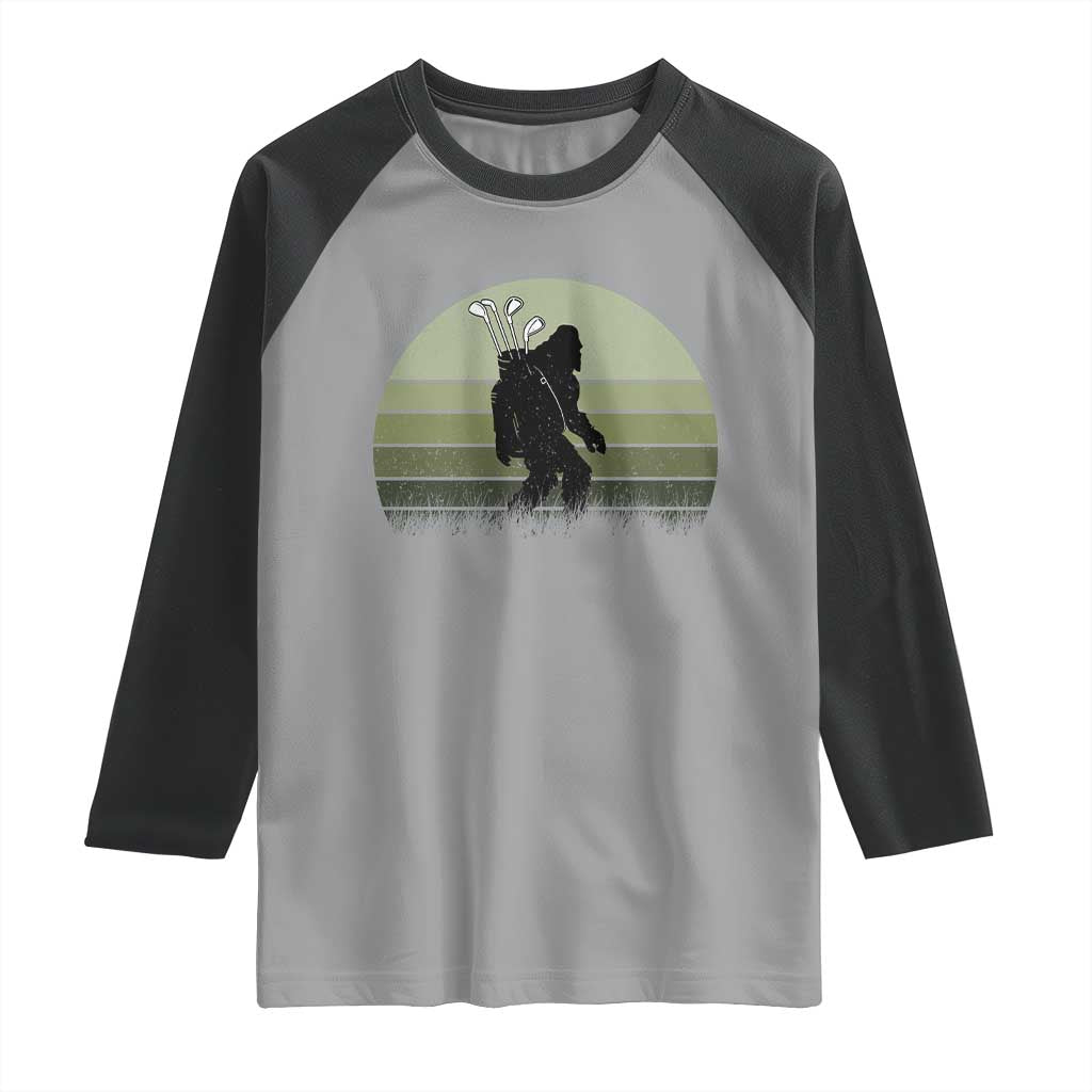 Bigfoot Golfer Raglan Shirt Funny Sasquatch Golfing Golf Balls TS10 Sport Gray Black Print Your Wear