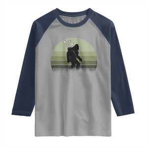 Bigfoot Golfer Raglan Shirt Funny Sasquatch Golfing Golf Balls TS10 Sport Gray Navy Print Your Wear