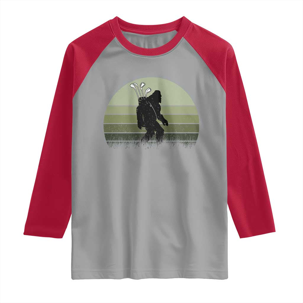 Bigfoot Golfer Raglan Shirt Funny Sasquatch Golfing Golf Balls TS10 Sport Gray Red Print Your Wear