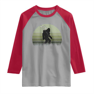 Bigfoot Golfer Raglan Shirt Funny Sasquatch Golfing Golf Balls TS10 Sport Gray Red Print Your Wear