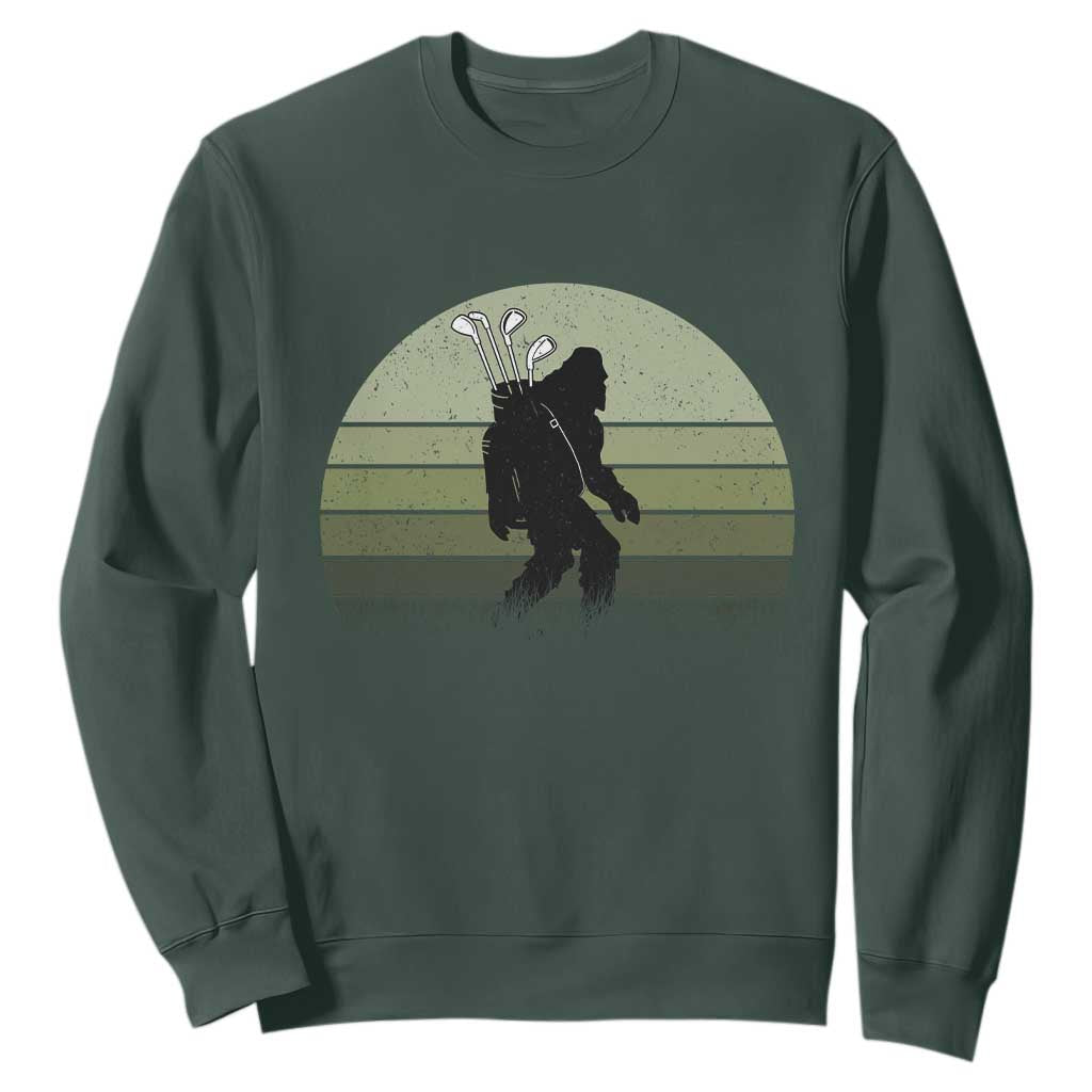 Bigfoot Golfer Sweatshirt Funny Sasquatch Golfing Golf Balls TS10 Dark Forest Green Print Your Wear