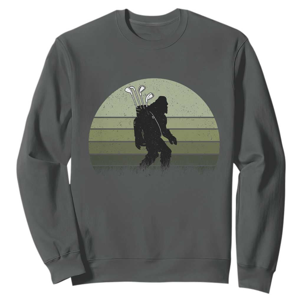 Bigfoot Golfer Sweatshirt Funny Sasquatch Golfing Golf Balls TS10 Dark Heather Print Your Wear