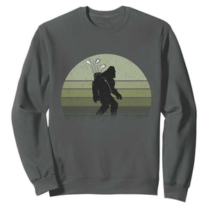 Bigfoot Golfer Sweatshirt Funny Sasquatch Golfing Golf Balls TS10 Dark Heather Print Your Wear