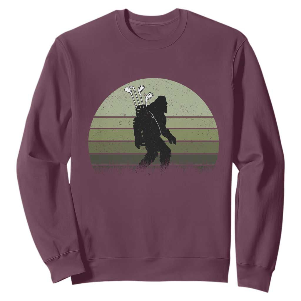 Bigfoot Golfer Sweatshirt Funny Sasquatch Golfing Golf Balls TS10 Maroon Print Your Wear