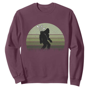 Bigfoot Golfer Sweatshirt Funny Sasquatch Golfing Golf Balls TS10 Maroon Print Your Wear